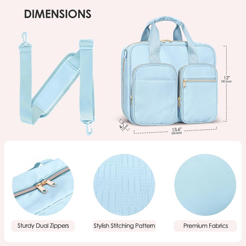 Prokva 3 Ring Zipper Binder, 2 Inch Ring Binder Organizer Bag with Shoulder Strap Fits 13 Inch Laptop and 500 Sheets, Blue(Empty Bag Only) - Image 5